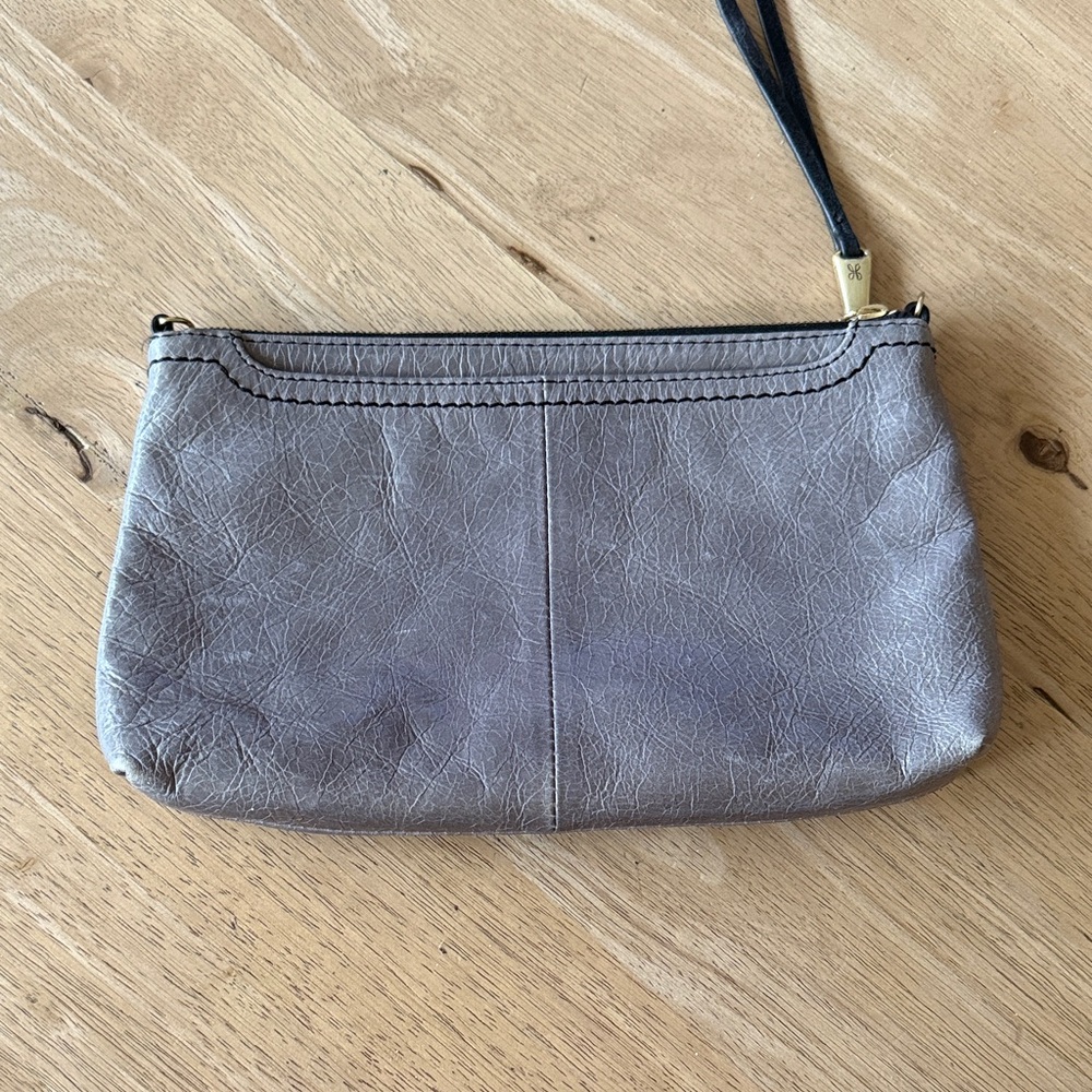 HOBO Elegant Gray Leather Wristlet